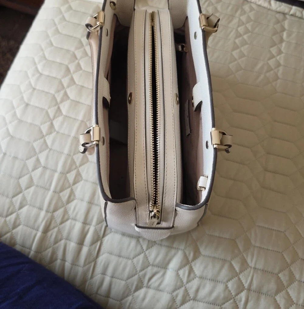 Kate Spade Pebbled Leather Satchel in Light Cream